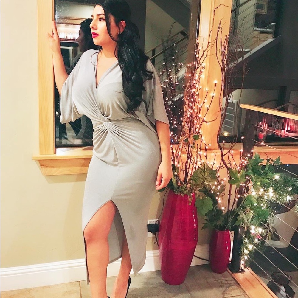PLT silver midi dress